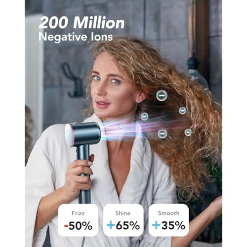 iDOO Hair Dryer with Diffuser for Women, Christmas Gifts, 1500W Blow Dryer for Curly Hair with 110,000 RPM High-Speed & 200 Million Neg Ions, Travel Hairdryer Blowdryer, Secadora de Pelo para Mujer