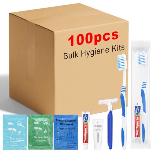 Bulk Hygiene Kits Travel Size Toiletries,Homeless Kit for Homeless,Toiletry Kits Homeless Bulk for Women,Men,Travel,Charity and Hotel100