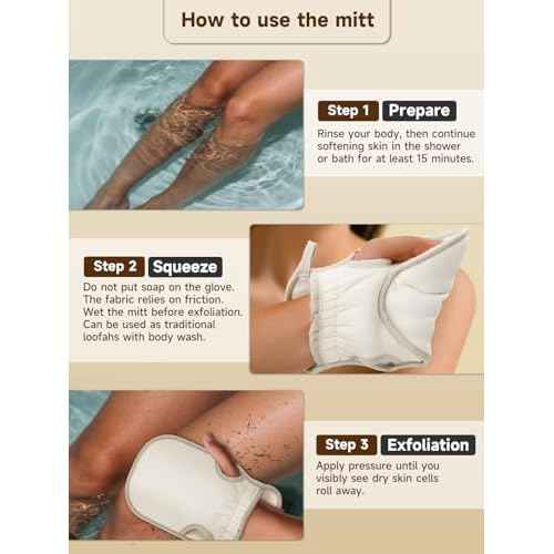 Exfoliating Glove (Original) Machine Washable Newly Upgraded With Thumb Holes Korean Body Scrubber 100% Vegan Viscose Exfoliating Mitt for Dead Skin Removal, Keratosis Pilaris & Self-Tan Prep