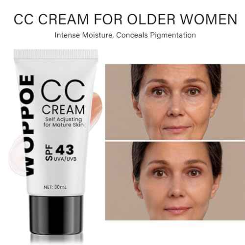 CC Cream for Older Women, Skin Tone Adjusting CC Cream Spf 43, Self Adjusting for Mature Skin, Intense Moisture, Conceals Pigmentation, All Skin Types (1 PCS)