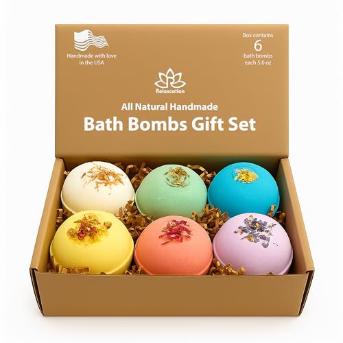 Handmade in USA Organic Bath Bombs Gift Set for Women All Natural with Epsom Salt Relaxation Dead Sea Salt Safe Bath Bombs Kit for Kids Her Mom Mother Grandma Girlfriend - Best Gifts Idea