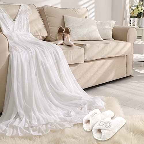 Bride To Be Gift Set - Makeup Bag, Slippers, Robe, Hair Clip - Wedding Gifts