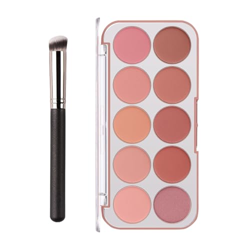 10 Colors Blush Palette for Cheeks, Lightweight Matte Finish Blush Powder for Face, Buildable Facial Makeup Palette