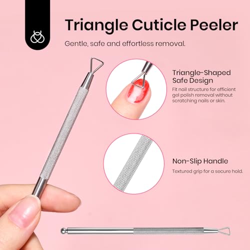 Beetles Gel Polish Remover Kit with 450 Pcs Lint Free Nail Wipes 10 Pcs Gel Polish Remover Clips Cuticle Oil Cuticle Pusher Nail File