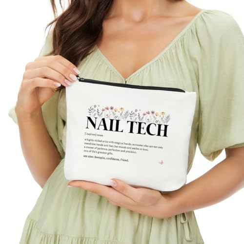 Inspirational Nail Tech Definition Cosmetic Bag, Nail Tech Gifts Makeup Bag, Nail Tech Must Haves, Nail Tech Supplies, Birthday Appreciation Gifts for Women Female Nail Technician Nail Artist
