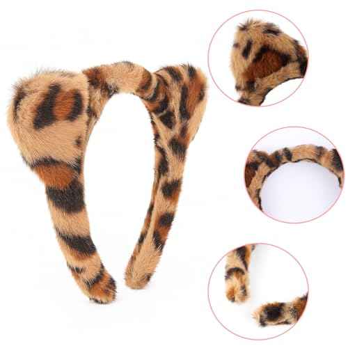 Cat Ear Headband for Women Girls 3pcs Plush Fuzzy Cat Ears Headbands Cute Animal Hairband Halloween Costume Party Accessories