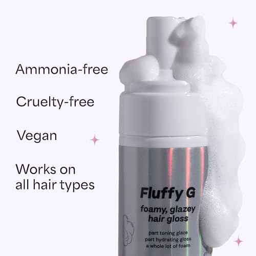 Fluffy G Hair Gloss by Hally Hair, (Clear) - 3.4 fl oz - Hair Glaze for Color-Treated, Fine, Dry & Frizzy Hair - High Shine Shiny Hair Products for Vibrant, Fluffy & Fuller-Looking Hair