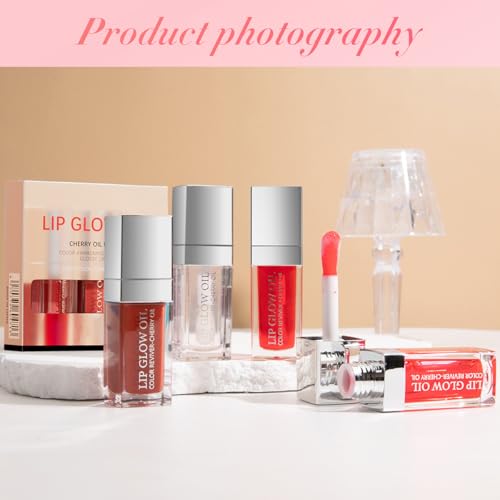 Plumper 3-Pack Lip Oil, Tinted Lip Balm, Long-Lasting Nourishing Lip Repair cobertura Transparent, Prevents Dry Cracked Lines