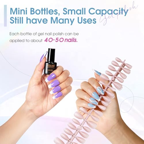 ROSALIND 42 Pcs Gel Nail Polish Set, 38 Colors All Seasons Nail Polish Set Colorful Begginer Kit with Base Coat & Glossy/Matte/Glitter Top Coat, Gel Nail Art Manicure Salon DIY Gifts