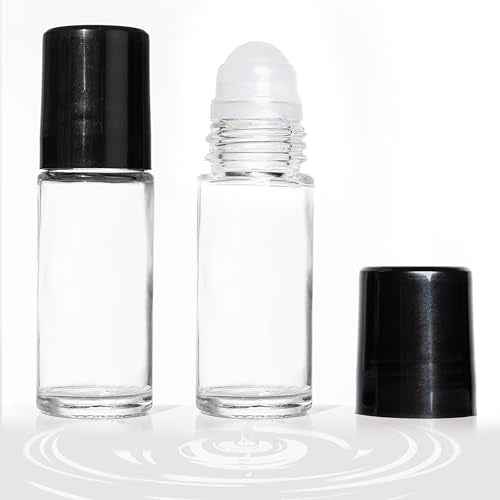 2 PCS Empty Glass Roller Bottles Plastic Roller Ball £¬Deodorant Roll On Bottles for Essential Oils, Perfume, Cosmetics £¨30ml £© (2pcs Round)