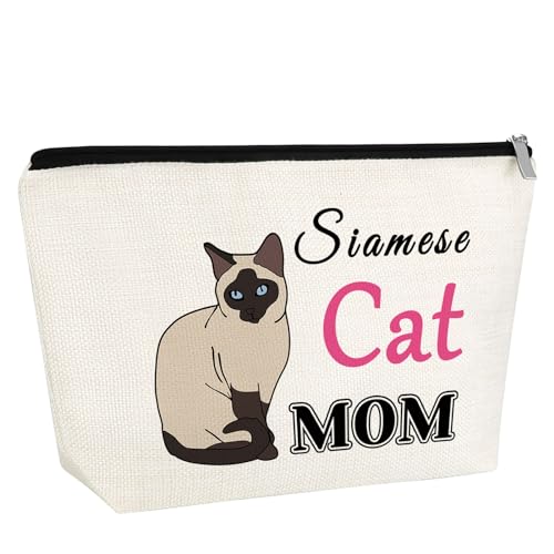 Cats Gift Cats Lover Gift for Women Girls Siamese Cat Makeup Bag Siamese Cat Mom Gift Birthday Christmas Gift for Cat Lover Cat Lady Gift Animal Lover Gift for Friends Sister Cosmetic Bag Travel Pouch