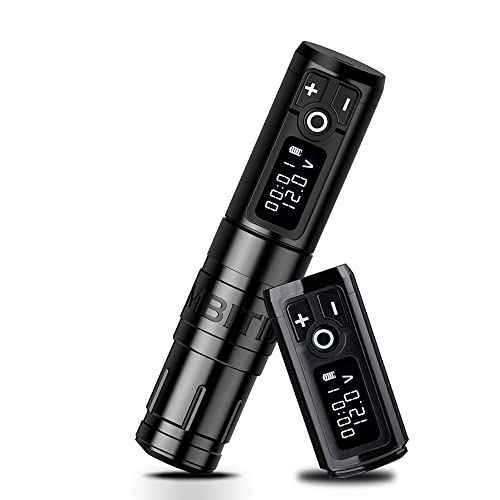 Ambition Storm Wand Tattoo Machine with Extra 2400mAh Battery Power - Rotary Tattoo Gun Cartridge Pen with Coreless Motor Digital LED Display for Professional and Beginners Tattoo Artists