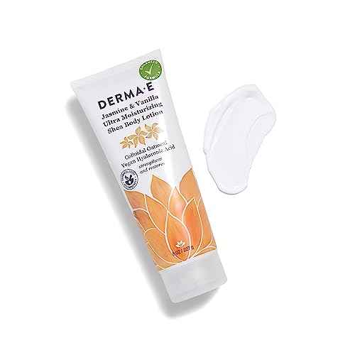 Derma E Jasmine and Vanilla Ultra Moisturizing Shea Body Lotion ? Vegan Hyaluronic Acid and Vitamin E Moisturizer for Dry Skin ? Cruelty Free Moisturizing Cream, 8 oz