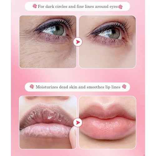 10 Pair Under Eye Mask & 10 Pair Lip Mask Skincare Set, Rose Pink Lip Patches & Under Eye Patches for Puffy Eyes, Dark Circles, Dry Lips Lines, Deep Hydrating Moisturizing, Gifts for Mom Women