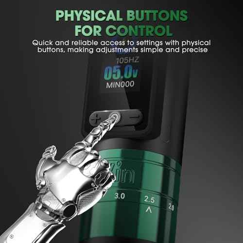 INKin Inferno Wireless Tattoo Machine 6 Adjustable Stroke 2.0mm - 4.5mm, Tattoo Gun with 40mm and 36mm Large Grip, 1800 mAh Battery Supports 6-8 Hours of Work, Great for Tattoo Artists