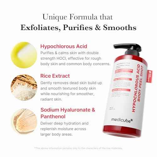medicube Hypochlorous Acid Rice Body Peel Shot | Gentle Body Exfoliating Serum for Dead Skin Cells, Rough Patches & Uneven Texture | Rice Extract, Panthenol for Hydrating & Smoothing Care | 9.46 fl.oz