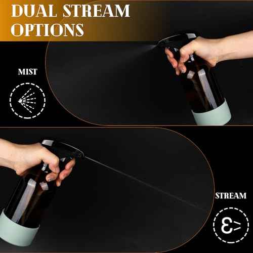 2 Pack/16 Oz Glass Spray Bottles, Refillable Empty Containers with Silicone Sleeve, Upgraded Adjustable Nozzle Spray Bottle Sets for Cleaning, Essential Oils, Hair (Amber)