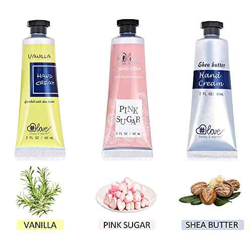 Body & Earth # Love Nourishing Hand Cream Gift Set, 3x2.0 oz, Shea Butter, Argan Oil, Vitamin E, Moisturizing, Fresh Fragrances, For All Skin Types, Perfect For Travel