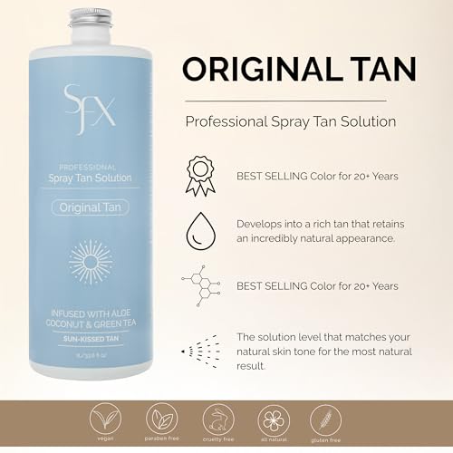 SunFX Original Tan - All Natural Spray Tanning Solution(1L/33.8 fl oz, DARK SUMMER