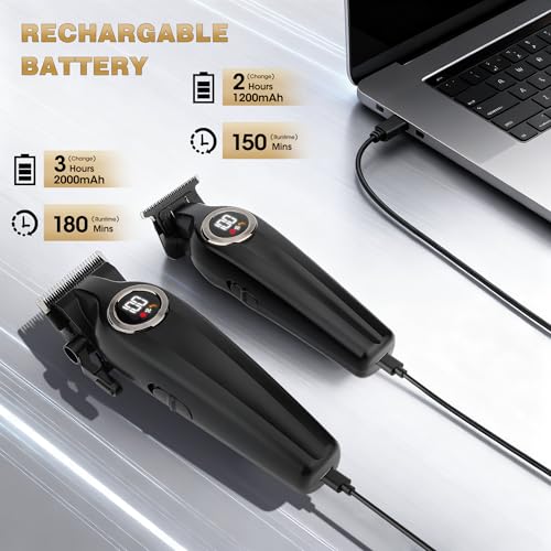 Karrte Professional Hair Clippers for Men£¬Barber Clippers and Trimmers Set£¬Electric Cordless Beards Trimmer with LED Display£¬Barber Kit and Grooming Set, Christmas Gift for Men