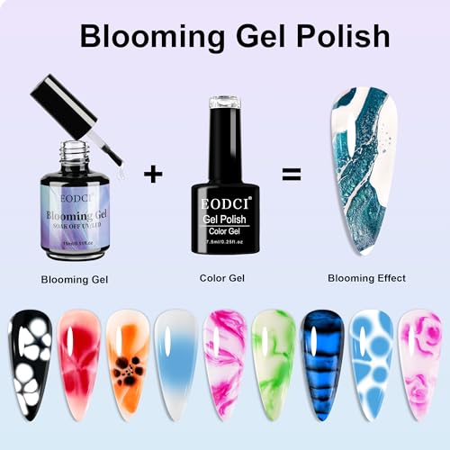 Blooming Gel Nail Polish 15ml - Clear UV Gel for Spreading Effect, Marble, Floral, Watercolor Nail Art Design - Soak Off Gift for Women