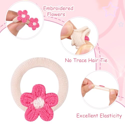 JOYOYO 30PCS 1 Inch Baby Girls Hair Ties with Flower,Soft Elastics Ponytail Holders Hair Accessories for Infants Toddlers Baby Girls