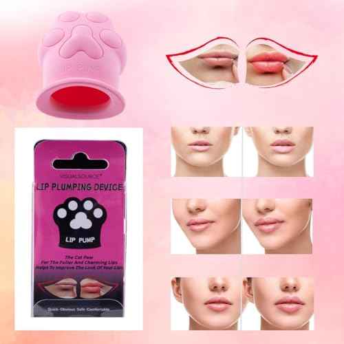 Lip Plumper Device Cute Pink Cat Paw Soft Lip Plumping Quickly Natural Pout Mouth Plumping Tool Beauty Pump Sexy Lip Bigger Mouth Lips Enhancer Lip Plumper Tool