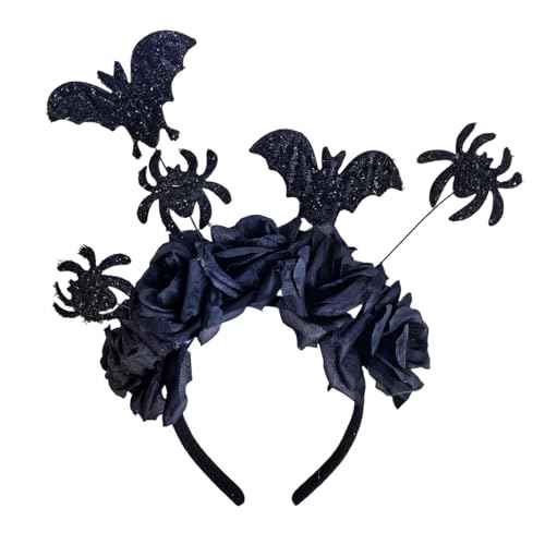 Halloween Headbands for Women and Girls Festival Hair Accessories Non Slip Halloween Party Decorations Black Rose Spider Bat Cute Fashion Headband 1 Pcs Universal Size