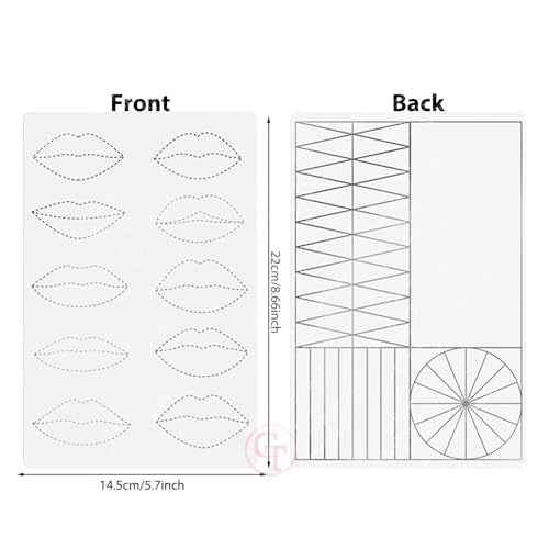 2PCS Doulbe Sides Silicone Practice Skin 1.5mm Thickness Permanent Makeup Tattoo Practice Pad for Eyebrow/Lip Practice (White Pad+Silver Line)