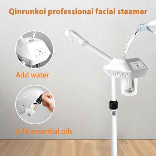 Professional Facial Steamer, Stand Ozone Face Steamer on Wheels, Adjustable Height and Angle,Estheticians Steamer More Steam,Hot Mist Facial Humidifier Atomizer for Spa Beauty, Home Use