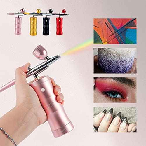 Airbrush Kit Airbrush Kit Mini Facial Airbrush Compressor Kit Air-Brush Spray Gun for Nail Art Paint Cake Makeup for Nail Art, Makeup, Painting, and Cake Decorati(Yellow)