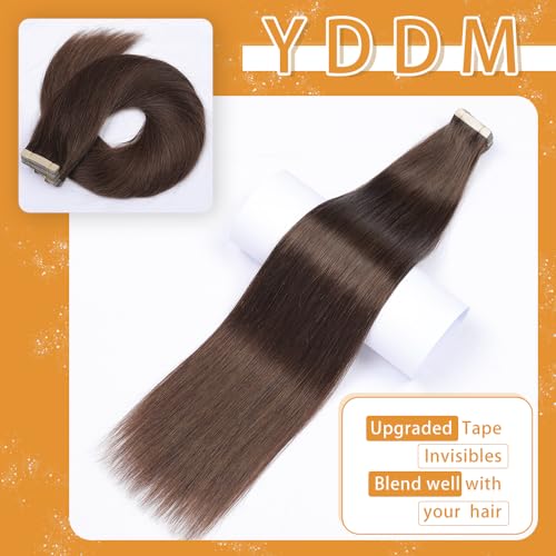 Dark Brown Tape in Hair Extensions Human Hair 18 Inch 40pcs 100% Remy Human Hair for Women Straight Invisible Seamless Tape in Hair Extensions(2#, 18 Inch, 40pcs)