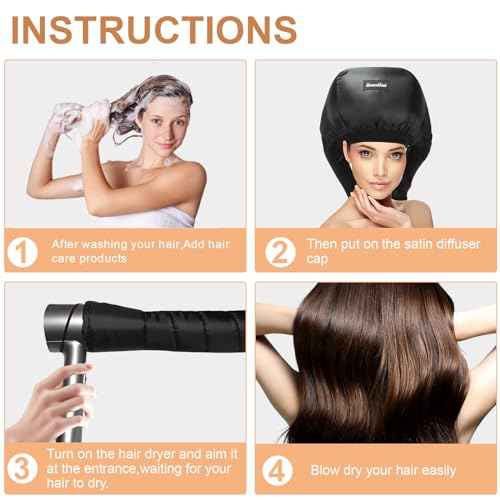 Generic Ultimate Hooded Hair Dryer Cap ?Hair Dryer Cap Perfect for Speedy Drying & Deep Conditioning at Home (Dark Black)