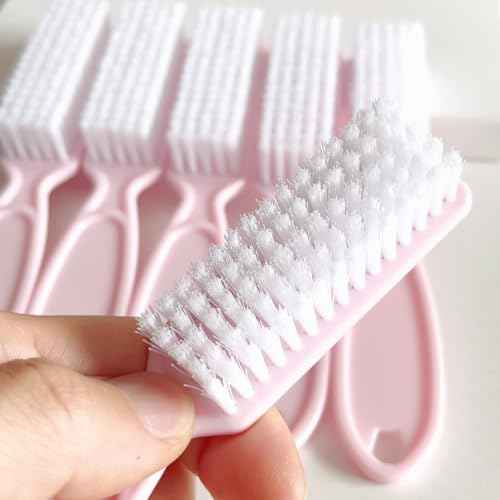 6 Pcs Nail Brush for Cleaning Fingernails, Handle Grip Cleaning Brush for Nail and Toenail, Nail Dust Brush Manicure Pedicure Tools Scrubbing Brush, Pink