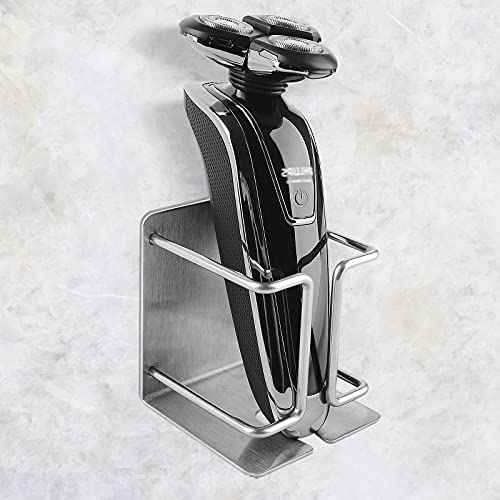 Linkidea Electric Razor Holder Wall Mount, Razor Hanger, Stainless Steel Electric Shaver Bathroom Holder Compatible with Philips Shaver 2400, Norelco Series 9, Series 7 (Silver)