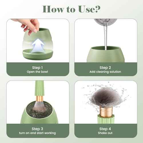 Electric Makeup Brush Cleaner Machine -15000RPM Fast Deep Cleaning and Dry Make Up Brushes Efficient Cleaning with Storage Cas, Portable Spinning Washer, Gift for Women-Green