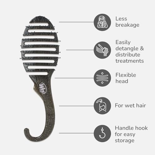 Wet Brush Shower Hair Brush Detangler - Exclusive Ultra-soft IntelliFlex Bristles - Minimizes Pain And Protects Against Split Ends and Breakage - Comb For Women, Men, Wet & Dry Hair - Black Glitter
