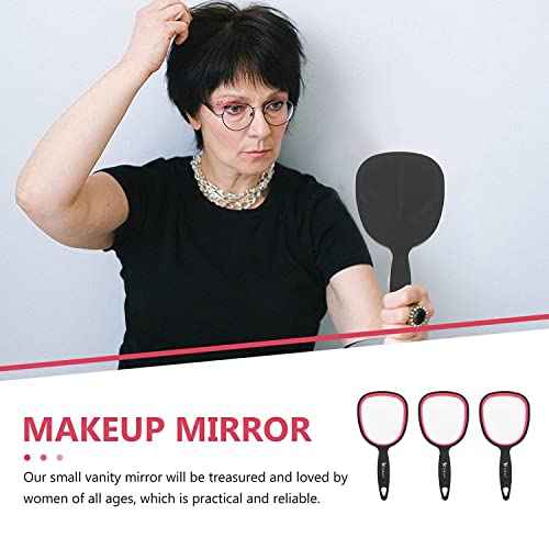Small Hand Mirror for Travel (6.11" x 2.95'') - Standard 1X Magnification Hand held Mirror with Handle,Lightweight Handle Mirror with Hanging Hole,Single Sided Vanity Makeup Mirror for Women,Kids
