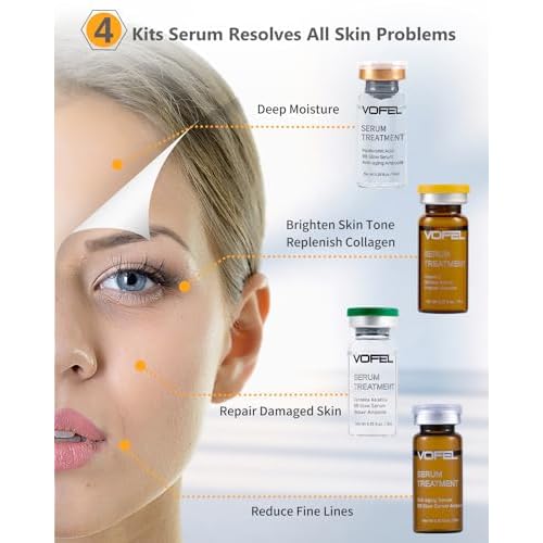 Anti Aging Serum with Hyaluronic Acid Vitamin C Serum for Face Centella Serum Moisturizer 0.35 oz 4 Kits 16 Vials Facial Serum Ampoules (4 kits gift box)