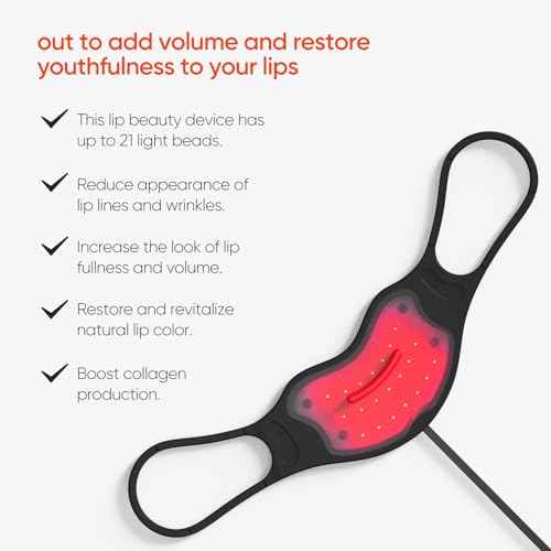 Red Light Therapy Lip Plumper Device, Lip Plumping Enhancer, LED Light Therapy Device for Lips, Lip Plumper Tool, Anti-Aging Lip Plumper for Fine Lines, Enhance Lip Tone
