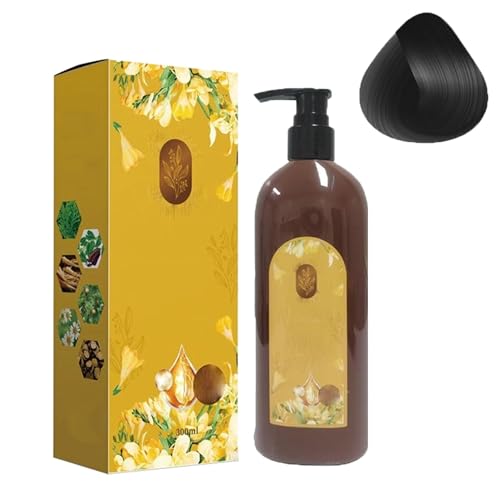 Nourishing Plant-Based Hair Color - Long Lasting Plant Based Hair Dye Natural Hair Color Shampoo for Gray Coverage, Gray Hair Shampoo Natural Plant Hair Dye, Pure Plant Extract (Natural Black)