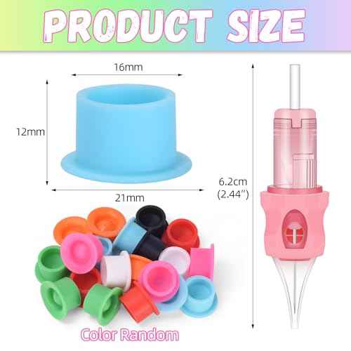 ATOMUS 20pcs Tattoo Cartridge Needles with 20pcs Ink Cups Size #10 RL RS RM M1 Round Liner Tattoo Needles Silicone Wrapped Needles (1RL)