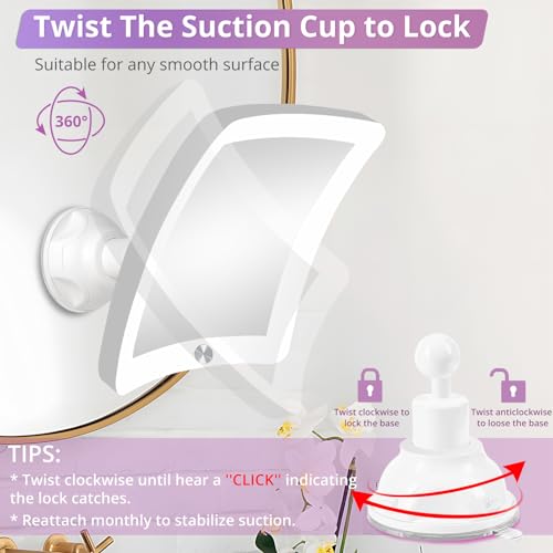 Fabuday 30X Lighted Magnifying Mirror with Lights - Makeup Mirrors with Suction Cups and Magnification for Bathrooom, Dual Power Supply, Adjustable Lighting, Light Up Magnified Mirror Square