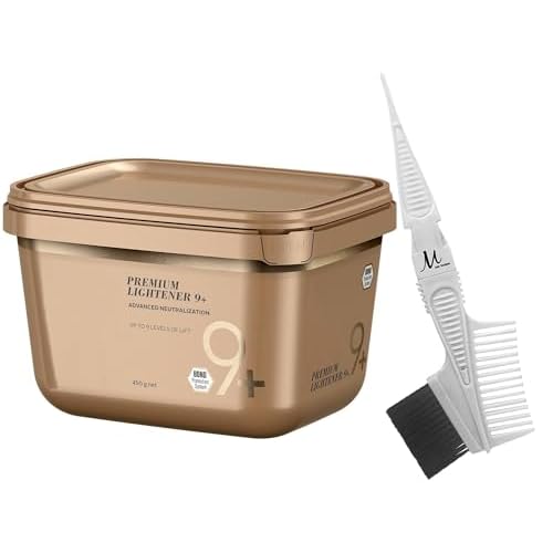 BlondeMe Lightener Powder 9+ Premium Bleach 450 grams and M Hair Designs Tint Brush Comb (Bundle)