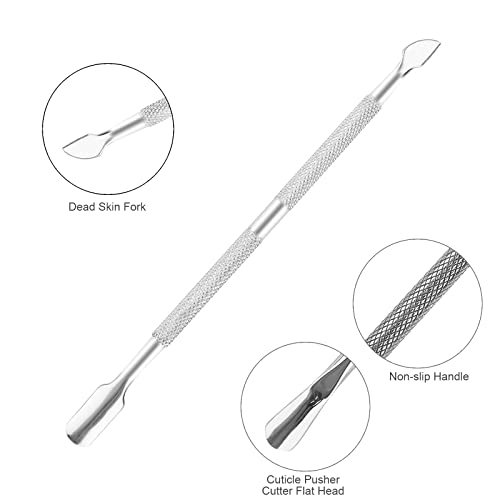 Metal Nail Cuticle Trimmer with Cuticle Pusher and Cutter, 2 PCS Professional Cuticle Remover Tool Kit, Cuticle Cutter Set, Cuticle Nippers, Cuticle Clippers for Women, Manicure Pedicure Tool