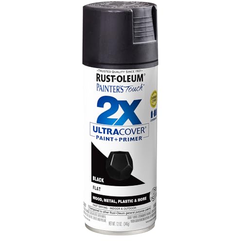 Rust-Oleum 331182 Painter's Touch 2X Ultra Cover Spray Paint, 12 oz, Ultra Matte Black