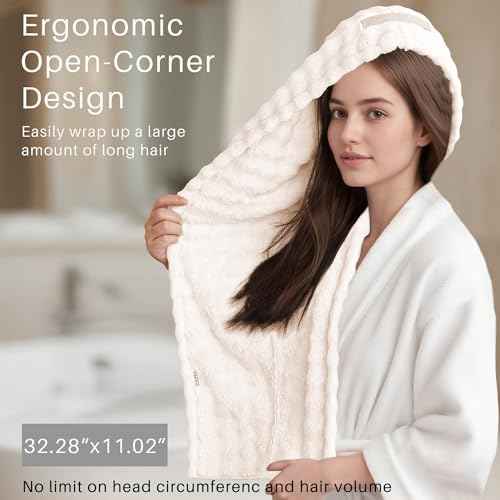 Microfiber Hair Towel Wrap for Women - 3 Pack Super Absorbent Quick Dry Hair Turban for Curly/Straight/Long/Short Hair (32"x11")