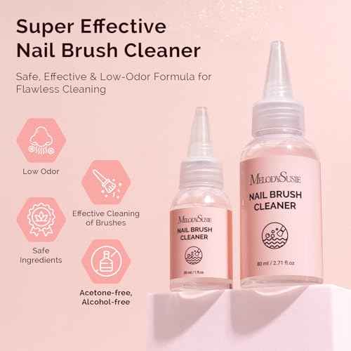 MelodySusie Nail Brush Cleaner, Acrylic Gel Nail Brushes Cleaning & Restoration Wax and Gel Removing Solution for Manicure Salon at Home 80ml/2.71fl.oz