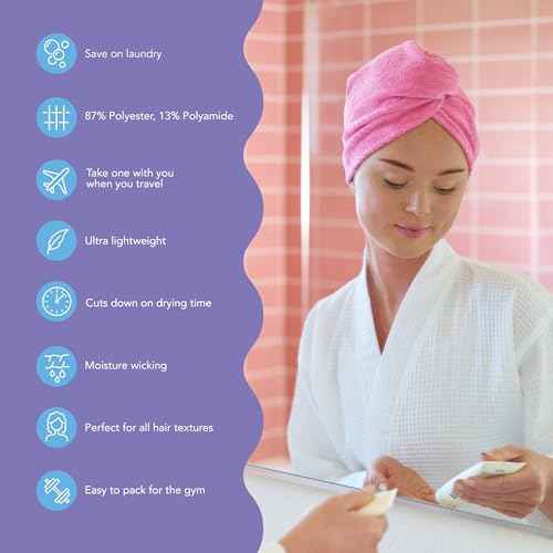 Turbie Twist 2-Pack Microfiber Hair Towel for Beauty, Travel, Gifting - Hair Wrap Turban for Straight, Wavy & Curly Hair - Premium Personal Care - Dark Pink & Light Pink
