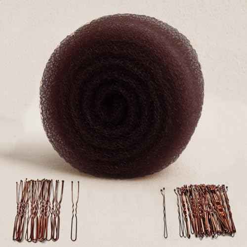 Dark Brown Hair Sponge for Updo - Hair Donuts for Updos£¨50 Bobby Pins+20 U-Clips£©Volume Hair Bumps Tool£¬Hair Padding for Updos